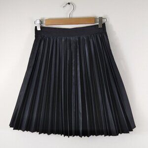 Photo Featured Black Satin (Poly)  Accordion Pleated Skater Skirt Vintage Sz 6/S